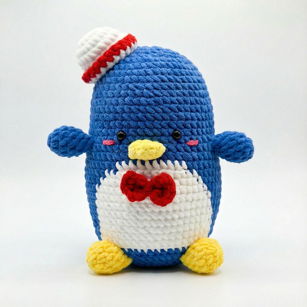 Giant Tuxedo Sam Crochet Plush – 15 inch Sanrio Penguin Amigurumi Plushie Gift